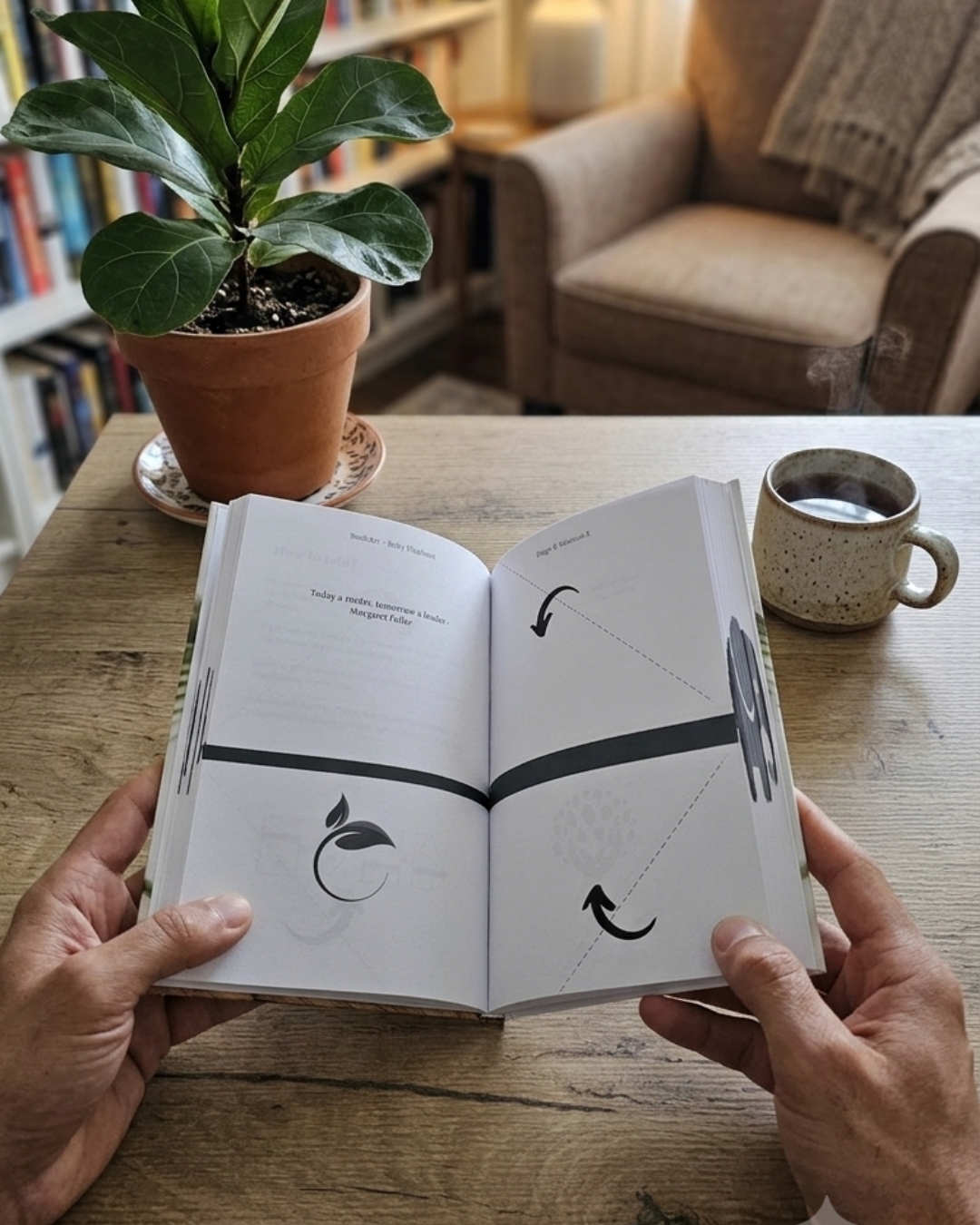 Open the BookArt book with pre-marked fold guides
