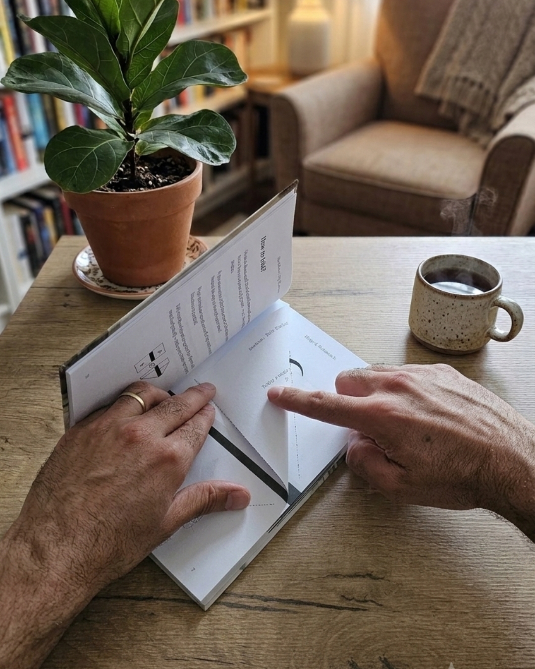 Folding book pages following printed marks