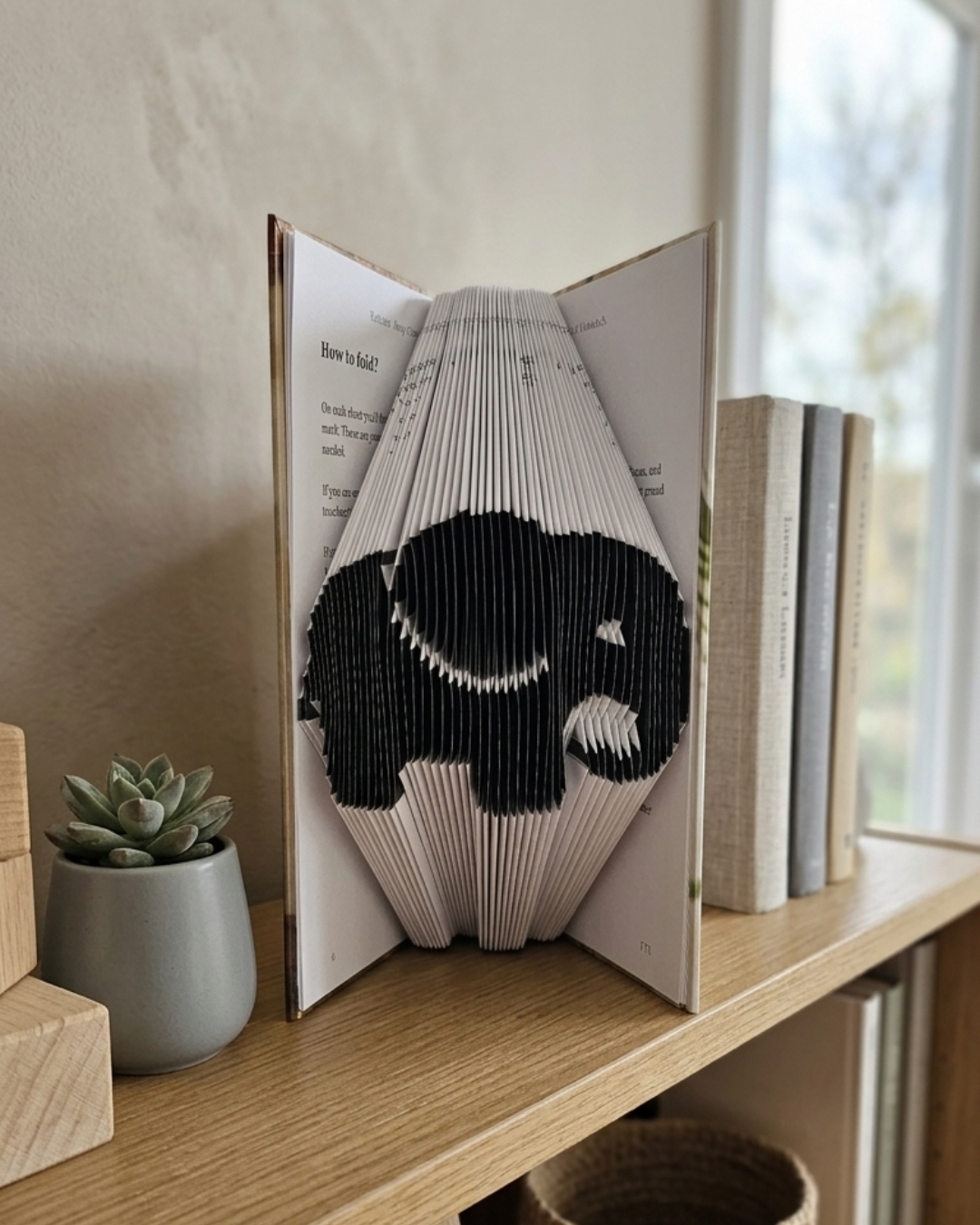 Finished BookArt 3D paper sculpture on display